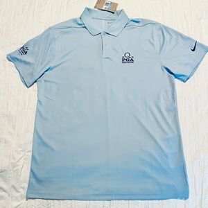 Nike 2025 PGA Championship Polo, Quail Hollow, NC. Light Blue Dri-Fit.